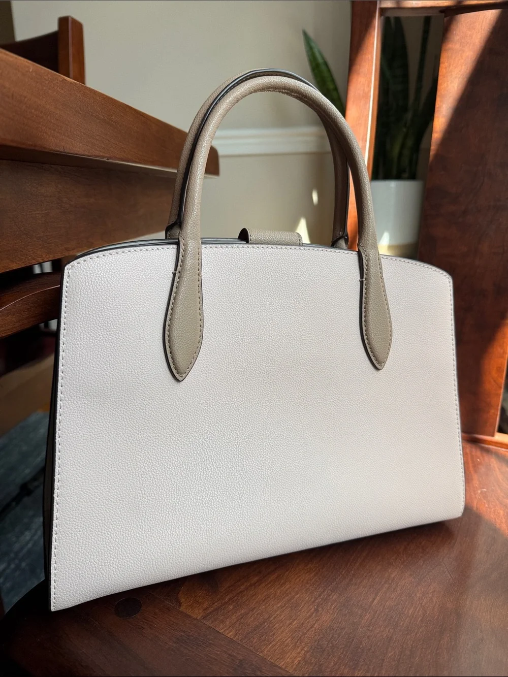 Kate Spade satchel in color block cream and taupe